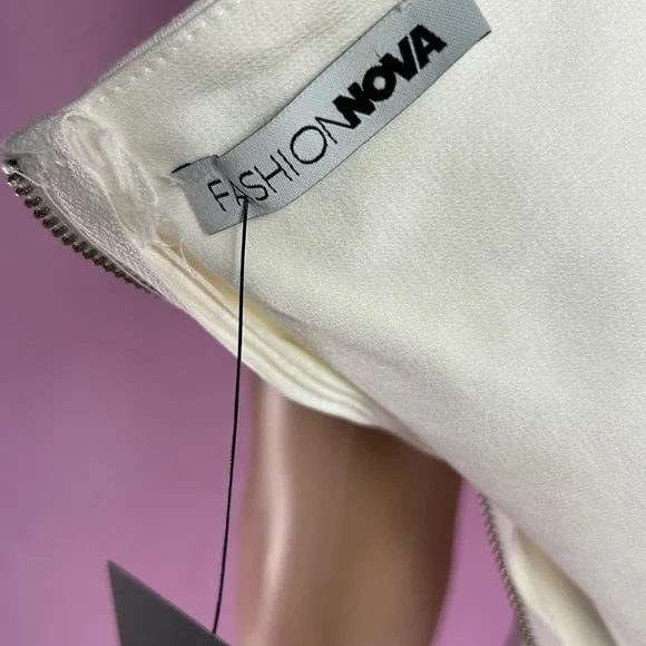 NWT Fashion Nova Elegant Off-Shoulder White Dress size L - Picture 7 of 11